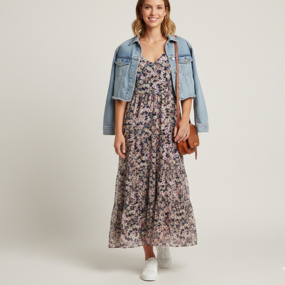 Rachel Zoe Tiered Flowy‎ Floral Maxi Dress